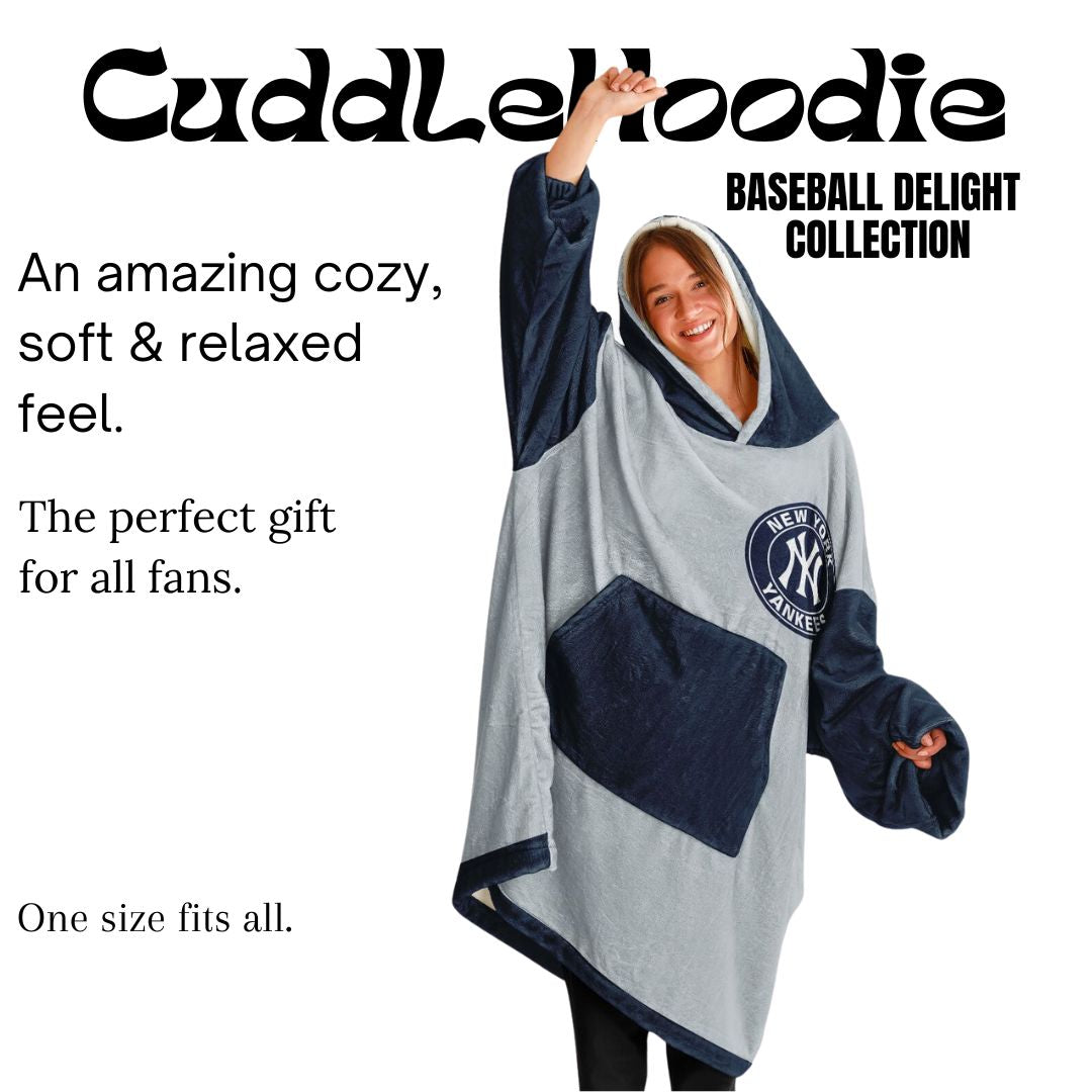 NY Yankees Grey Oversized Cuddle Hoodie