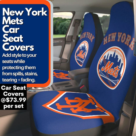 NY Mets Car Seat Covers, blue and orange Truck seat covers, NY Mets fan gift, car accessories gift