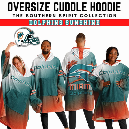 Miami Dolphins Sunshine Gradient Football Cuddle Hoodie