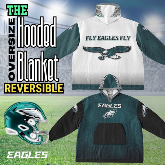 Eagles Home & Away "Fly Eagles Fly" Reversible Green & White Cuddle Hoodie Gift for Birds Fans