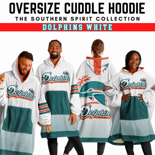 Miami Dolphins Retro White Football Cuddle Hoodie