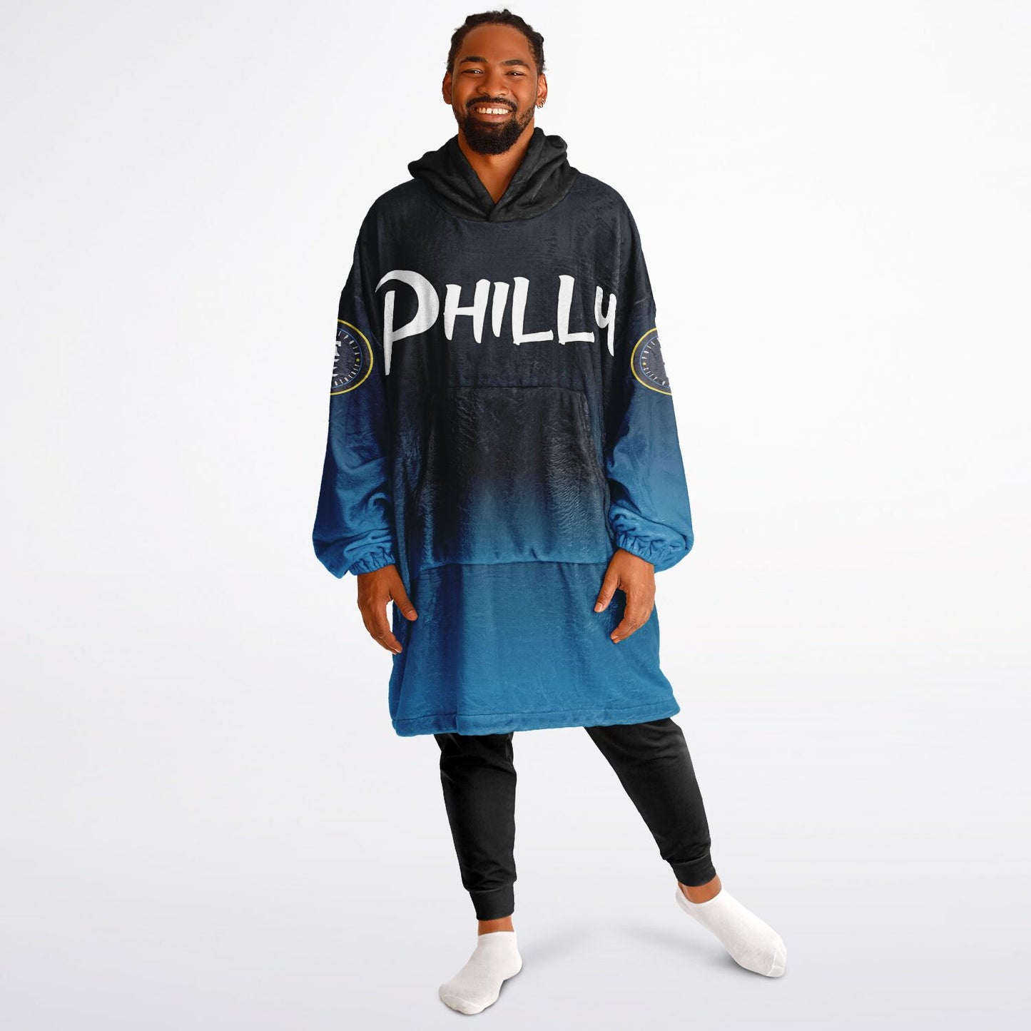 Phillies City Connect Look Hoodie Cuddle Hoodie Black & Blue Phillies Gradient Hoodie Philly Baseball Cuddle Hoodie Fan Gift for Her Gift for Him Philly Baseball Fan Gift