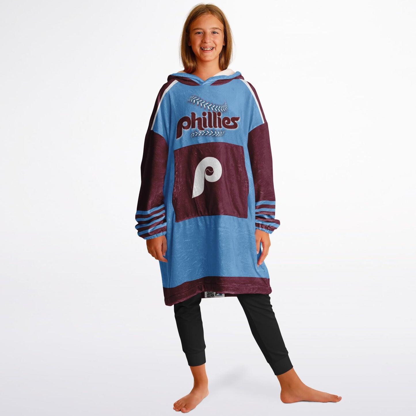 Youth Phillies Retro Light Blue Cuddle Hoodie Great Gift for Young Fans