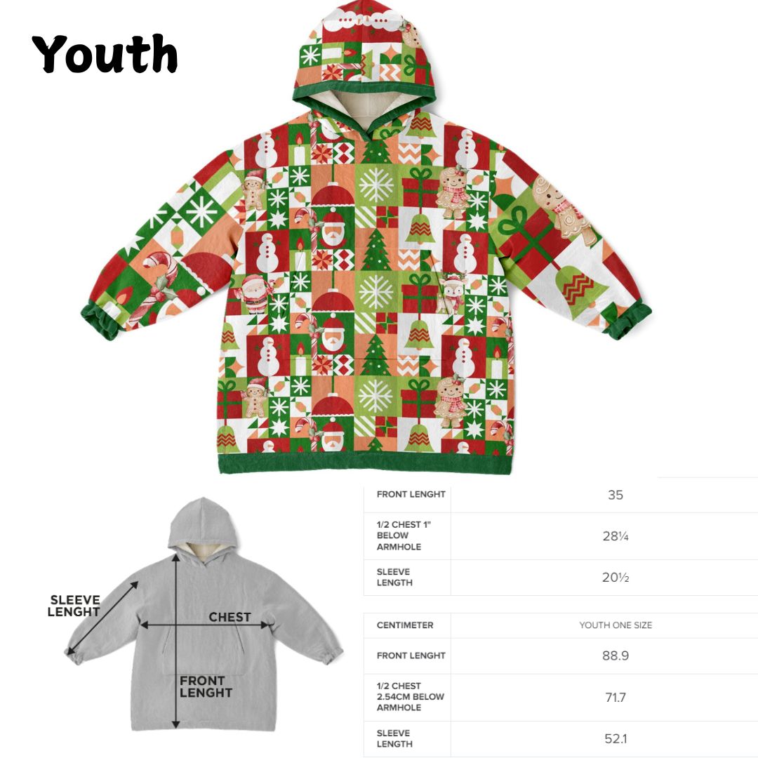 Youth Festive Holiday Christmas Santa Snowman Fun Patchwork Fun SnuggleFit Mini