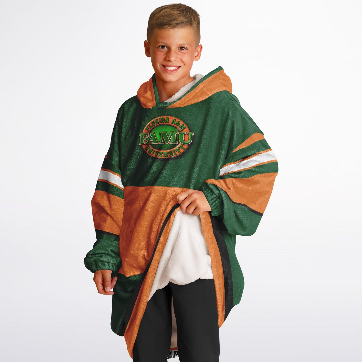 Youth FAMU Rattlers Green Oversize Cuddle Hoodie Young Fan Gift From Alumni