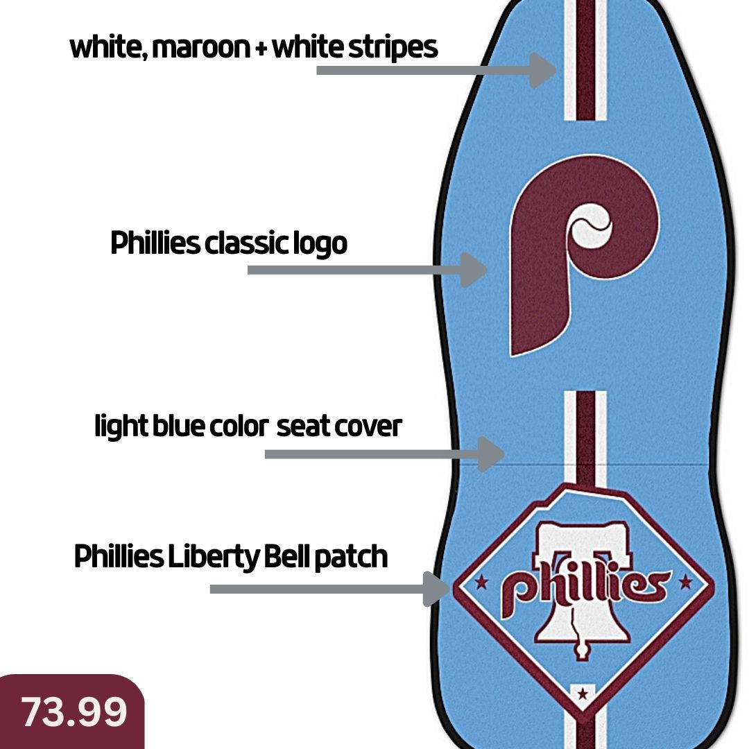 Philly Baseball Car Seat Covers Phillies Car Seat Protectors Retro Blue Vehicle Seat Covers