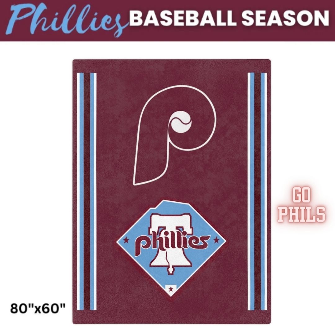 Blanket Phillies Throwback Maroon Throw Blanket Philly Baseball Fan Gift Baseball Throw Blanket for Children, Students Dad Mom Sports Home Décor