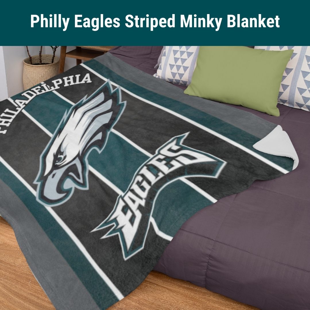 Eagles Blanket Striped Soft Throw Blanket Perfect Birthday Gift for Philly Football Fans Blanket to Watch Eagles Games Sports Decor