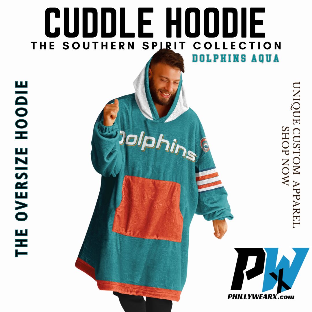 Miami Dolphins Aqua Football Cuddle Hoodie