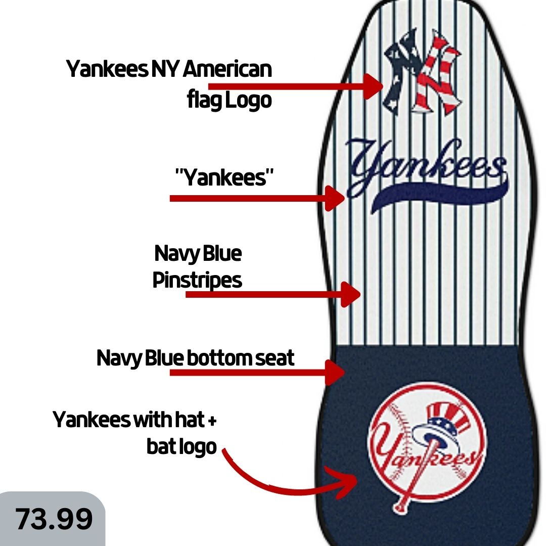 NY Yankees Car Seat Covers NY Red White & Blue NY w/ Striped Back & Navy Seat Vehicle Seat Covers NY Yankees Fan Gift Car Accessories Gift