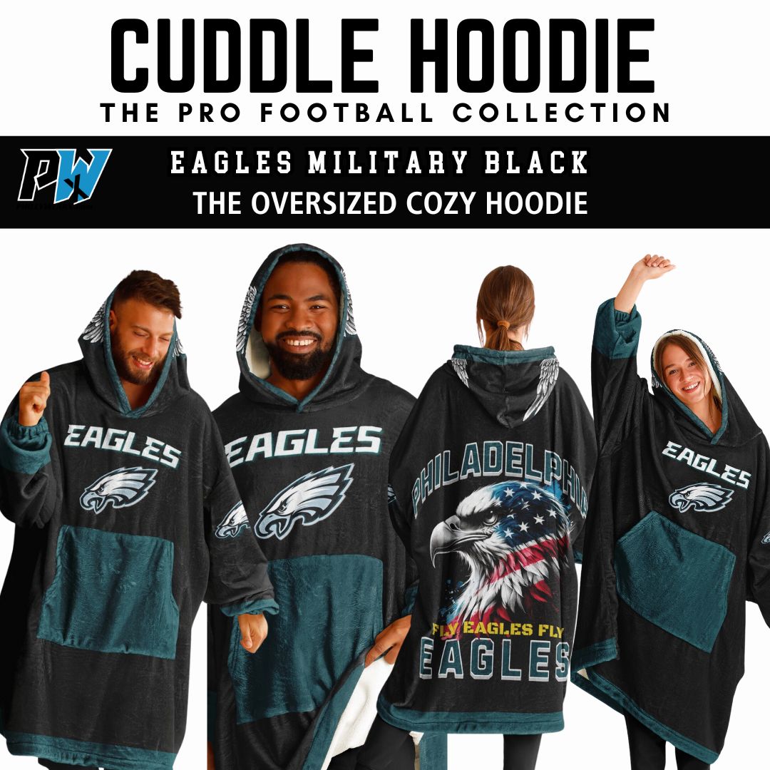 Eagles Military Black American Eagle  "Fly Eagles Fly" Cuddle Hoodie  Gift for Fans