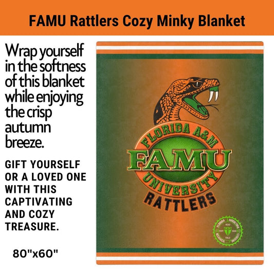 Cozy FAMU Rattlers Minky Blanket Gift for Back To School Florida A&M Throw Blanket to Keep Her Warm Inside or Out Gift for Rattler Mom