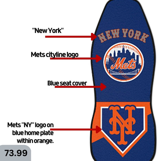 NY Mets Car Seat Covers, blue and orange Truck seat covers, NY Mets fan gift, car accessories gift