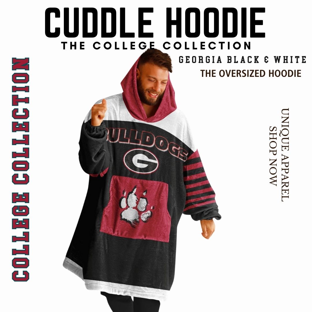 Georgia State Dawg  Black with White Bulldogs Cozy Cuddle Hoodie