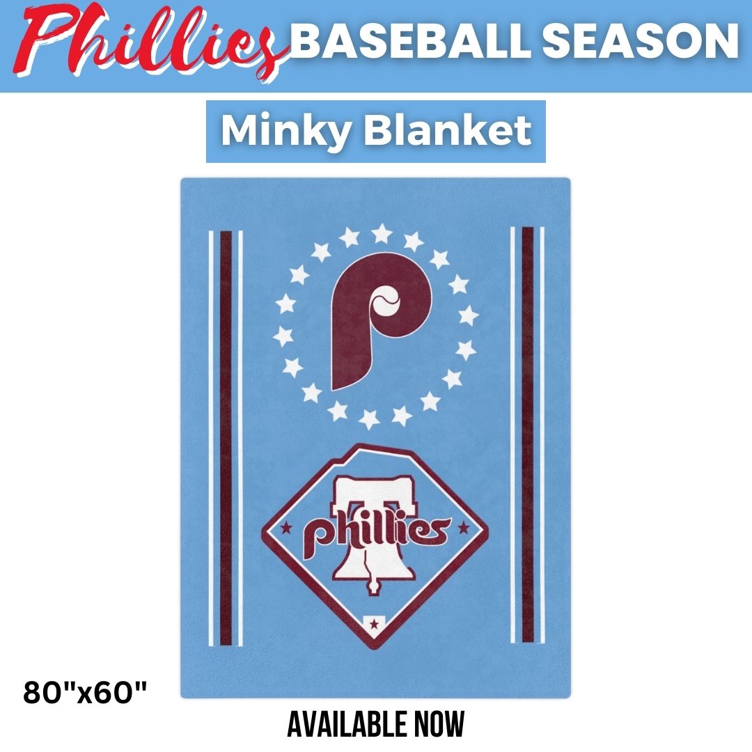 Blanket Phillies Retro Blue Throw Blanket Philly Baseball Fan Gift Baseball Throw Blanket for Children, Students Dad Mom Sports Home Décor