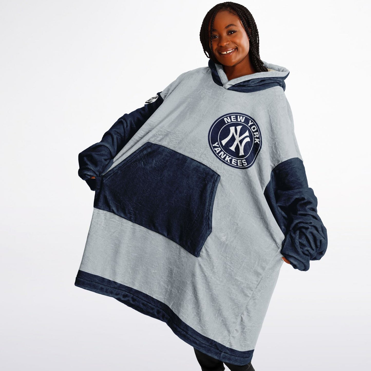 NY Yankees Grey Oversized Cuddle Hoodie