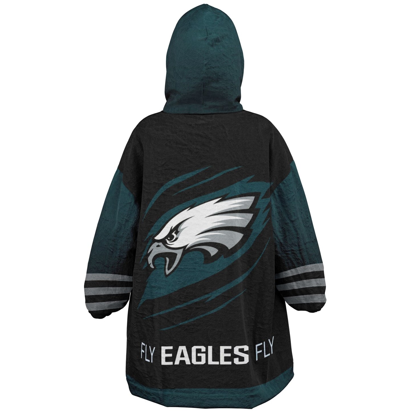 Youth  Eagles Reversible Cozy Cuddle Hoodie Eagles, 2 in 1, Green & Black Hooded Blanket for Young Fans