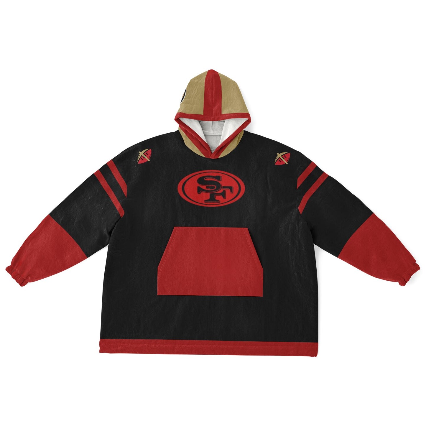 49ers Black Oversize Cuddle Hoodie San Francisco 49ers Cozy Hooded Blanket Gift