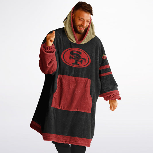 49ers Black Oversize Cuddle Hoodie San Francisco 49ers Cozy Hooded Blanket Gift