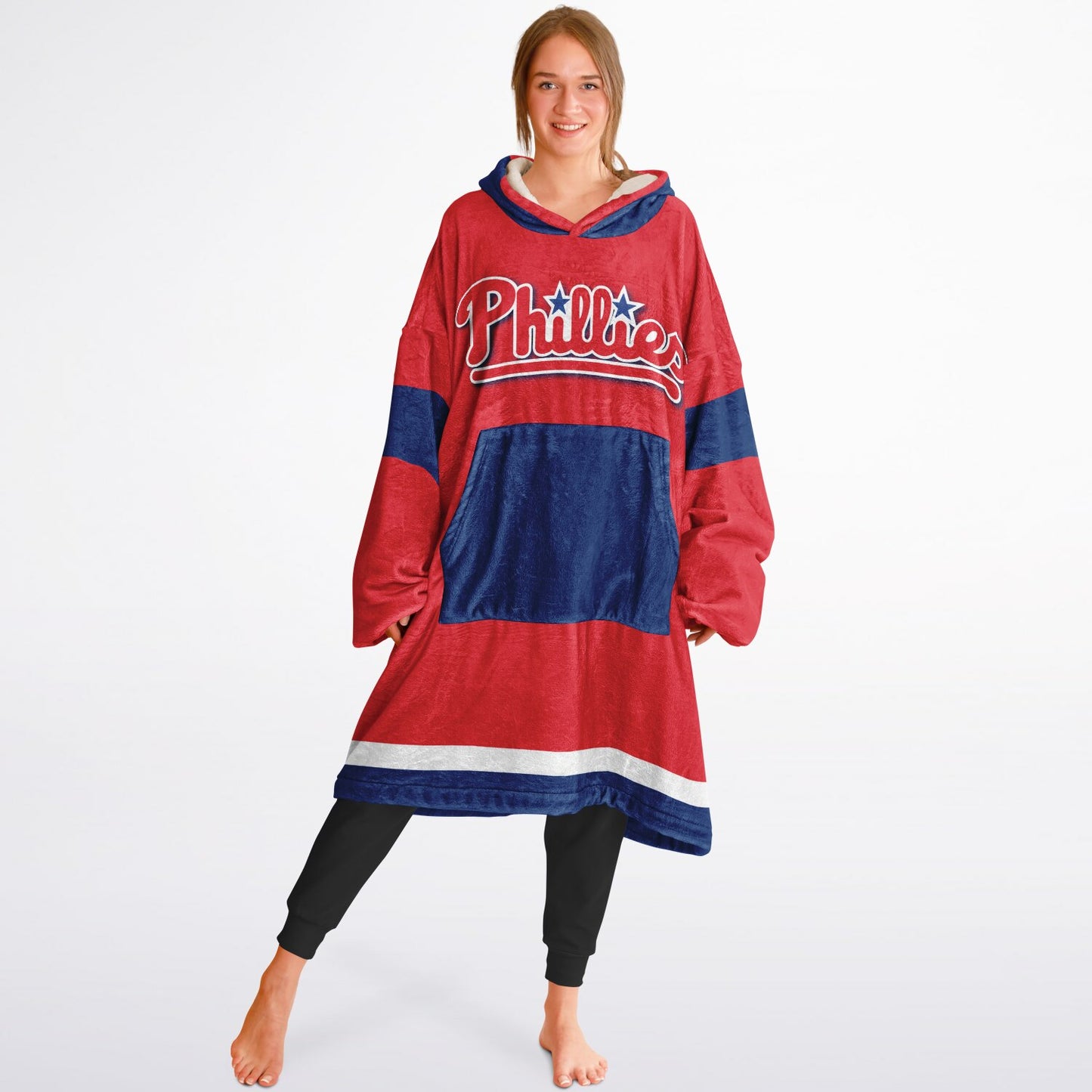 Phillies Red Cuddle Hoodie The Fightin Phillies Oversize Hooded Blanket Gift for Baseball Fans & Family