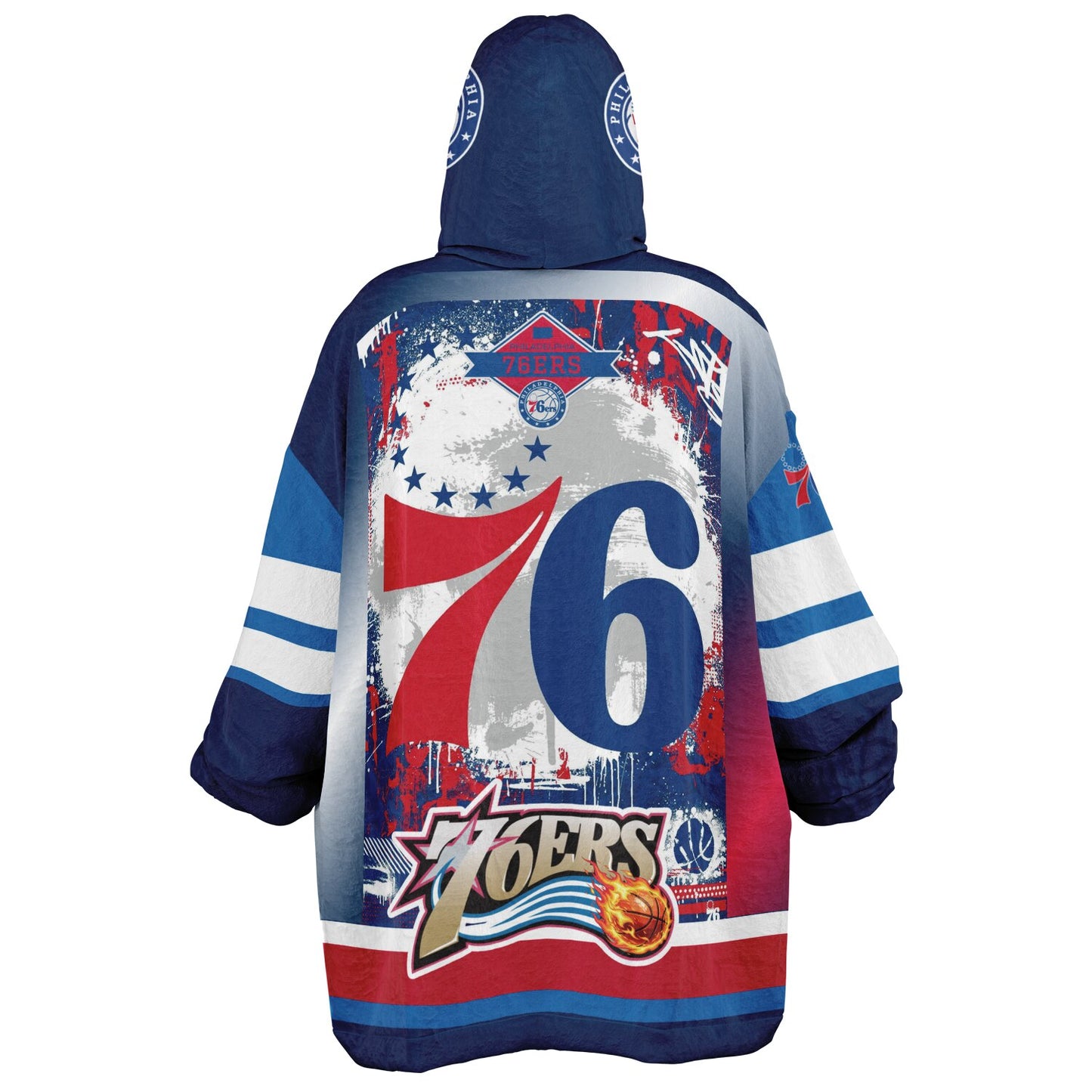 Philadelphia 76ers  Basketball Oversize Blue Hooded Blanket