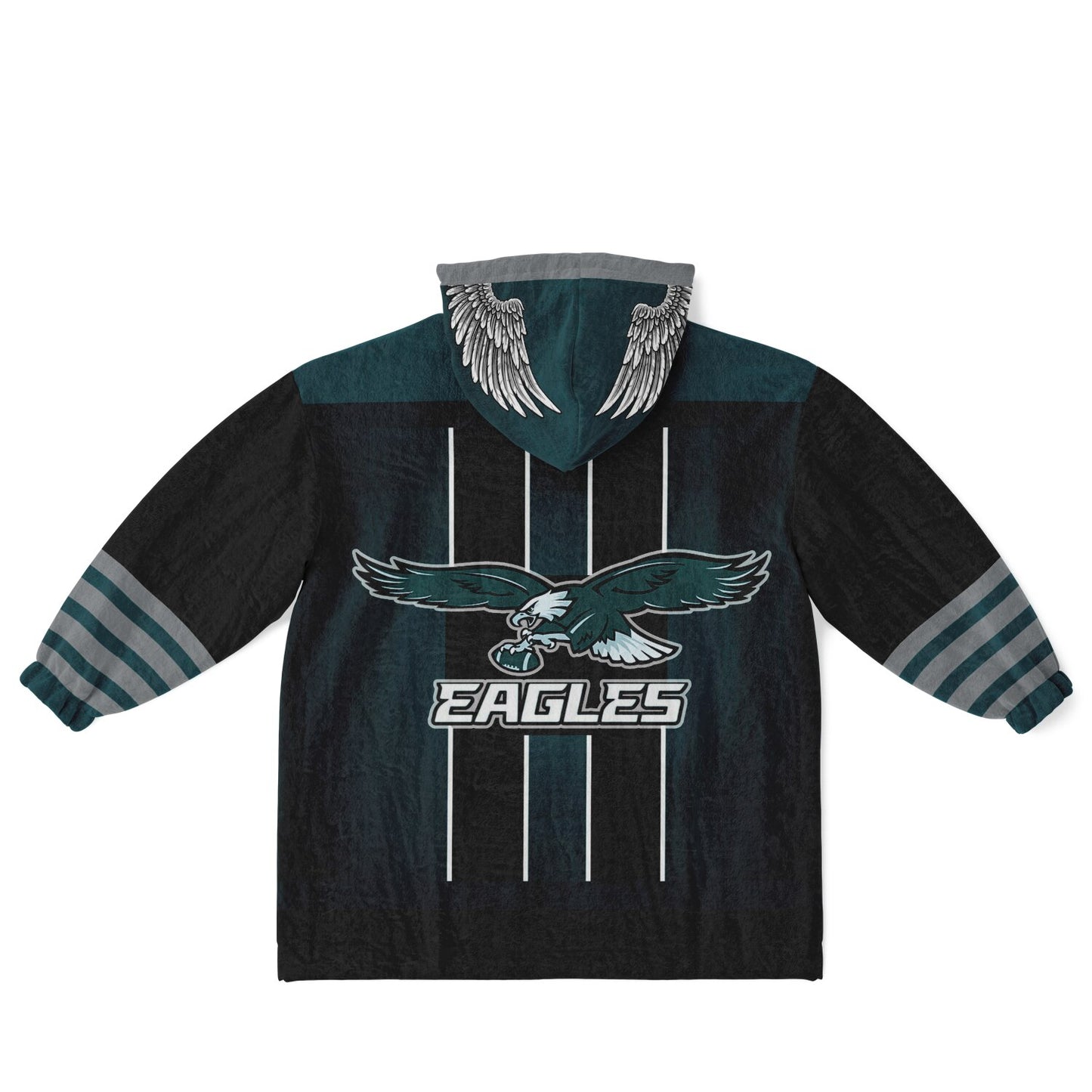 Youth  Eagles Reversible Cozy Cuddle Hoodie Eagles, 2 in 1, Green & Black Hooded Blanket for Young Fans