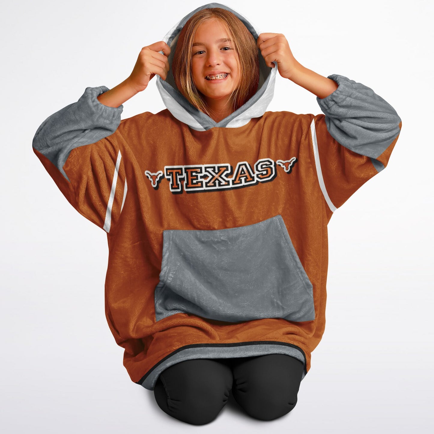 Youth Texas Longhorns Burnt Orange Oversize Cuddle Hoodie  Young Fan Gift From Alumni