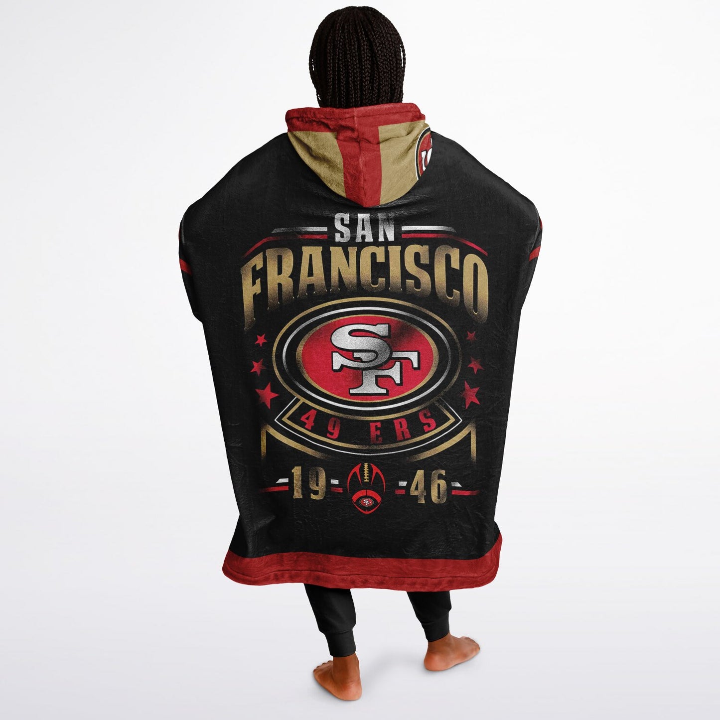 49ers Black Oversize Cuddle Hoodie San Francisco 49ers Cozy Hooded Blanket Gift