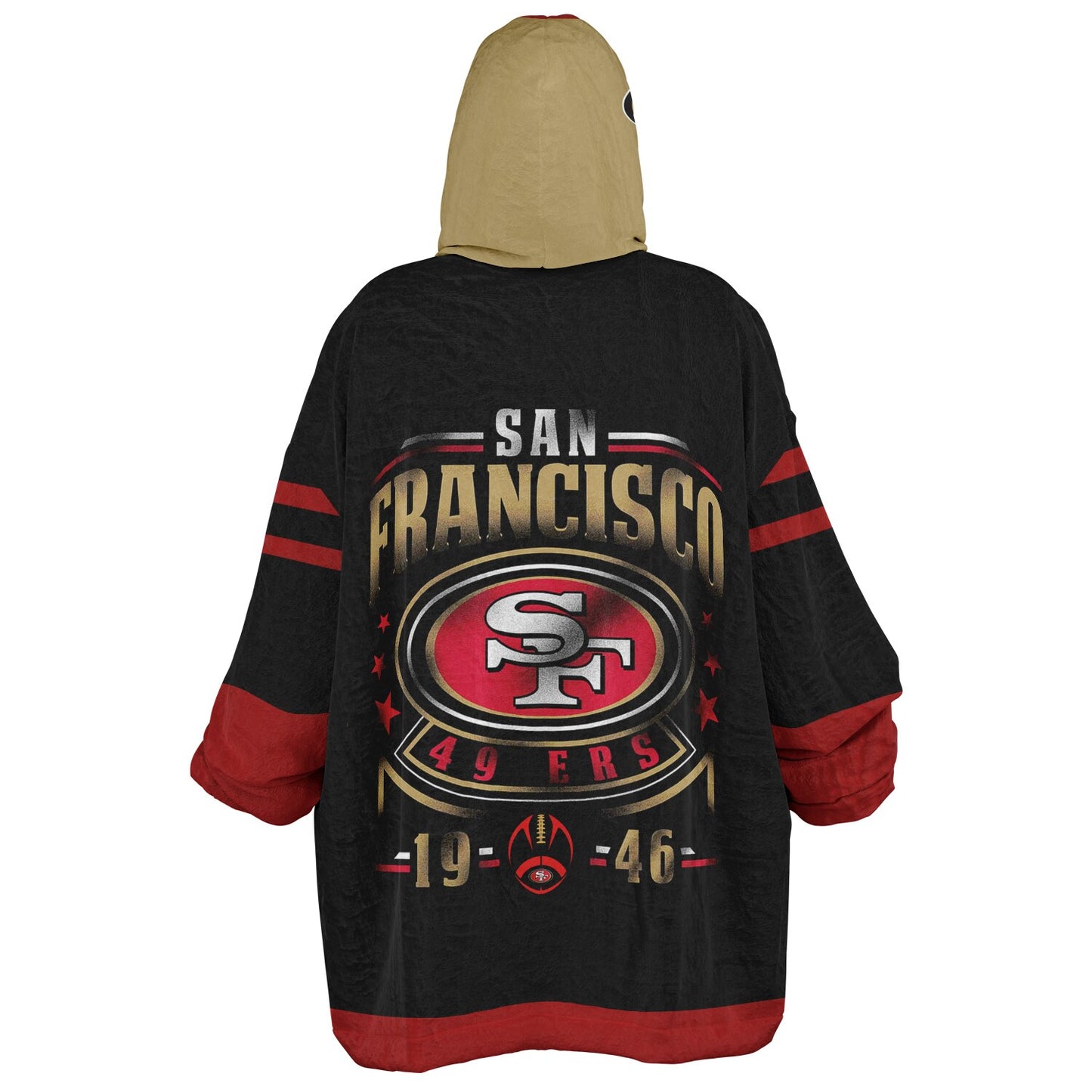 49ers Black Oversize Cuddle Hoodie San Francisco 49ers Cozy Hooded Blanket Gift