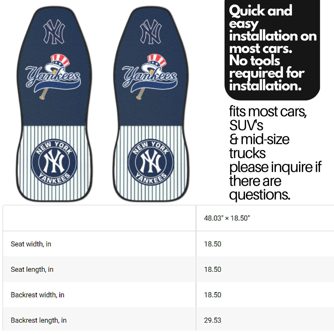 NY Yankees Car Seat Covers, black & pinstriped Truck seat covers, NY Yankees fan gift, car accessories gift