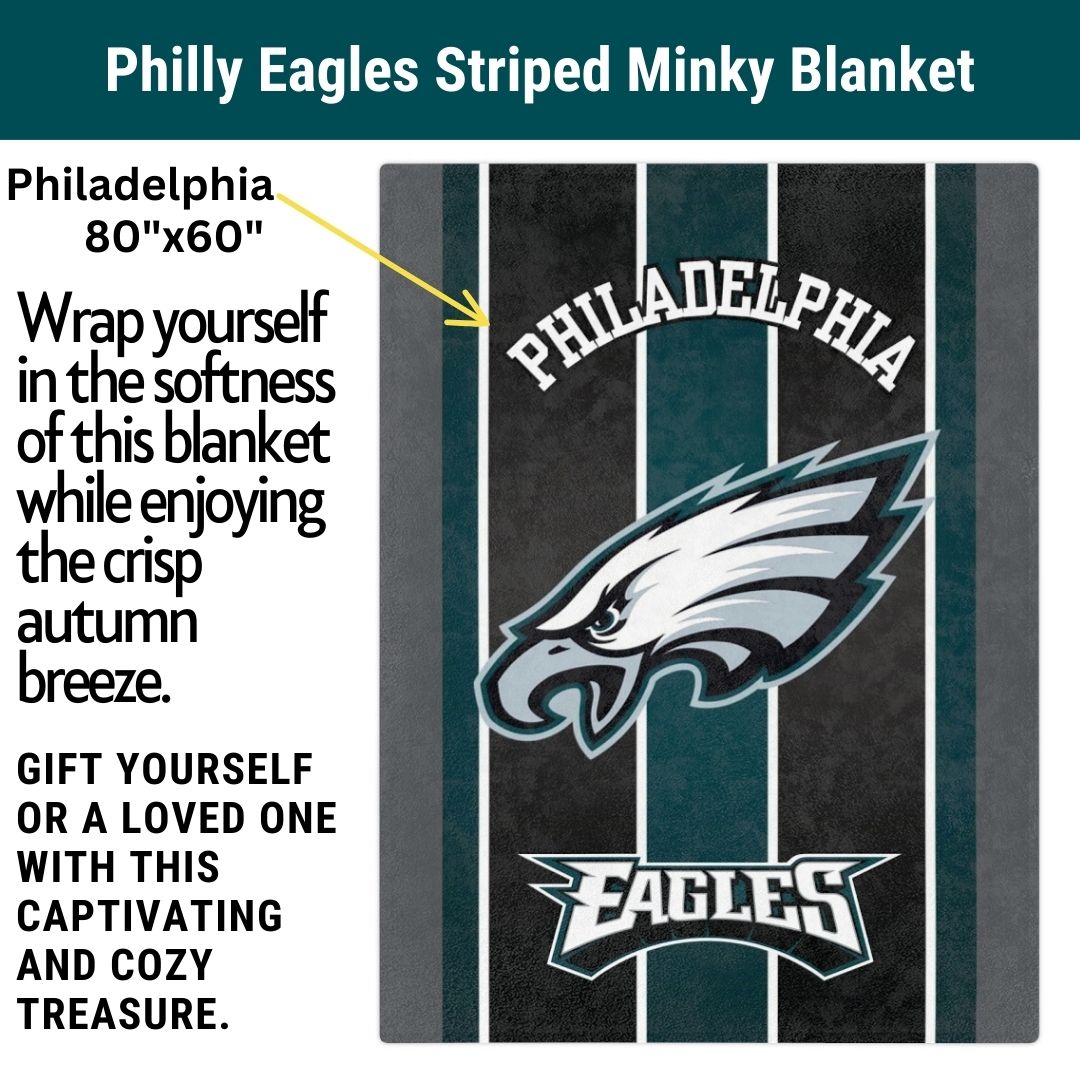 Eagles Blanket Striped Soft Throw Blanket Perfect Birthday Gift for Philly Football Fans Blanket to Watch Eagles Games Sports Decor