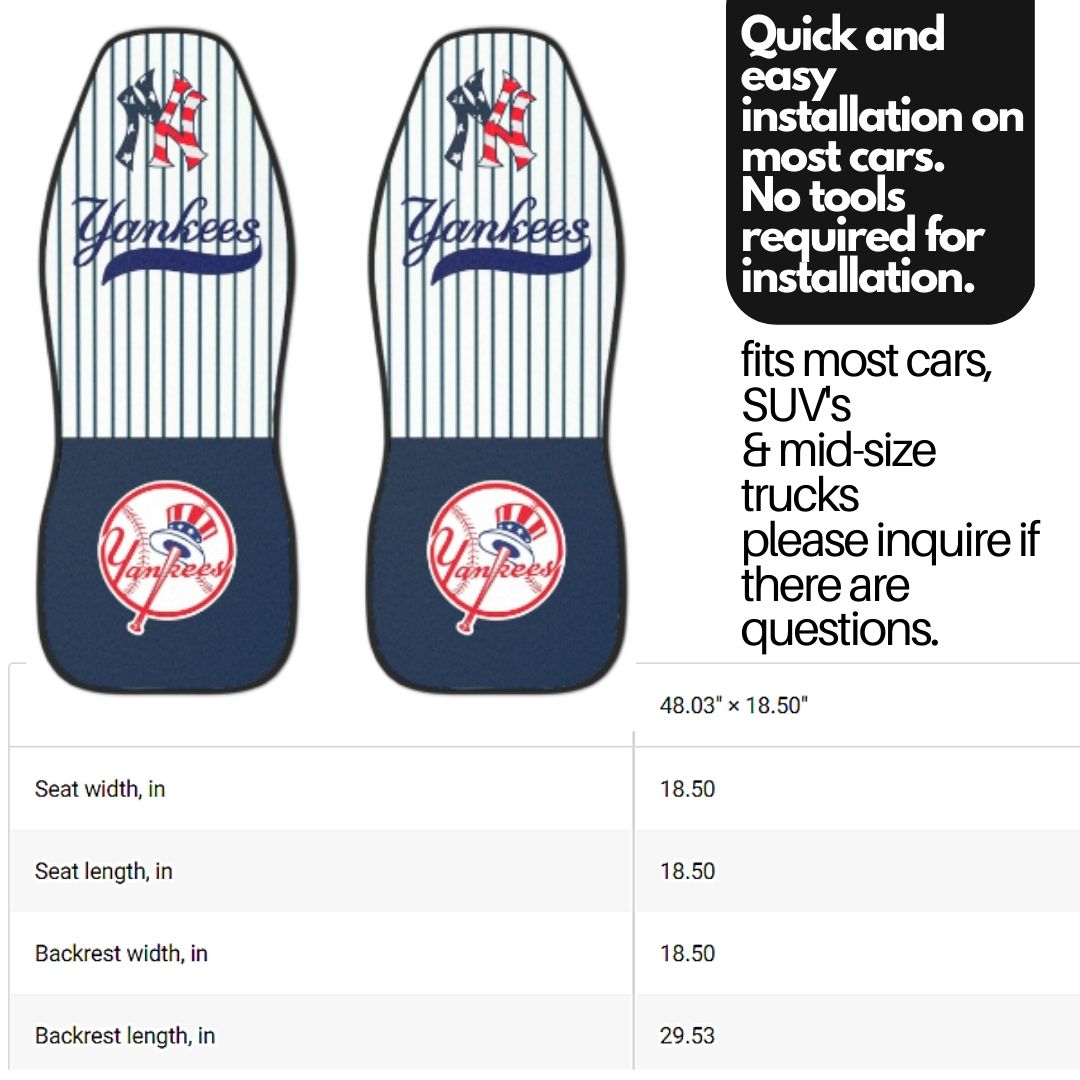 NY Yankees Car Seat Covers NY Red White & Blue NY w/ Striped Back & Navy Seat Vehicle Seat Covers NY Yankees Fan Gift Car Accessories Gift