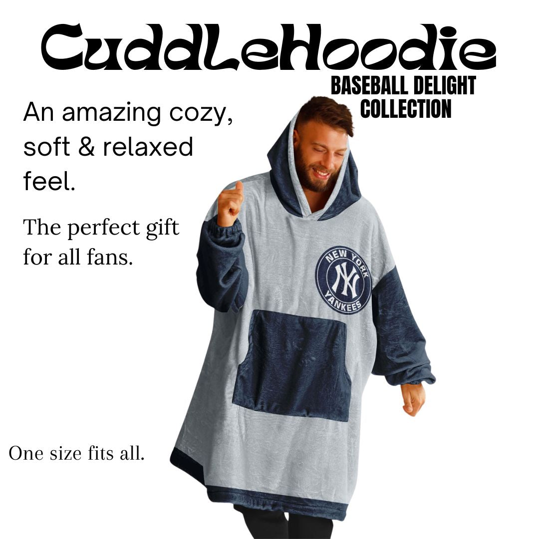 NY Yankees Grey Oversized Cuddle Hoodie