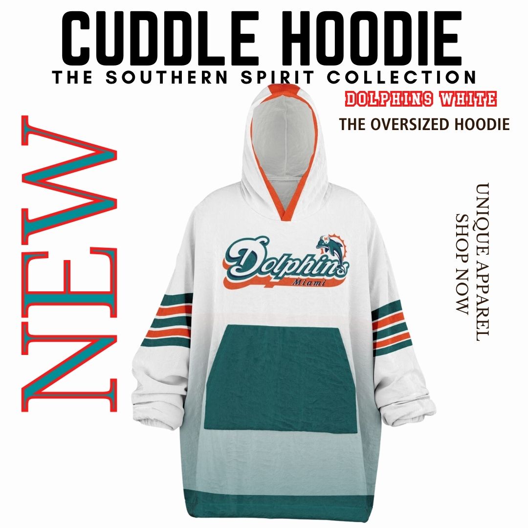 Miami Dolphins Retro White Football Cuddle Hoodie