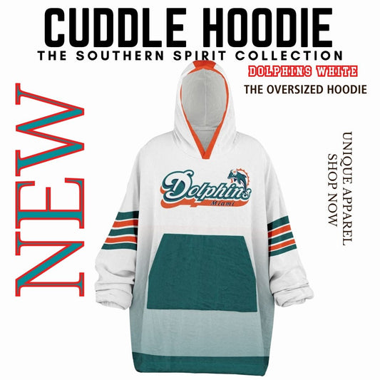 Miami Dolphins Retro White Football Cuddle Hoodie