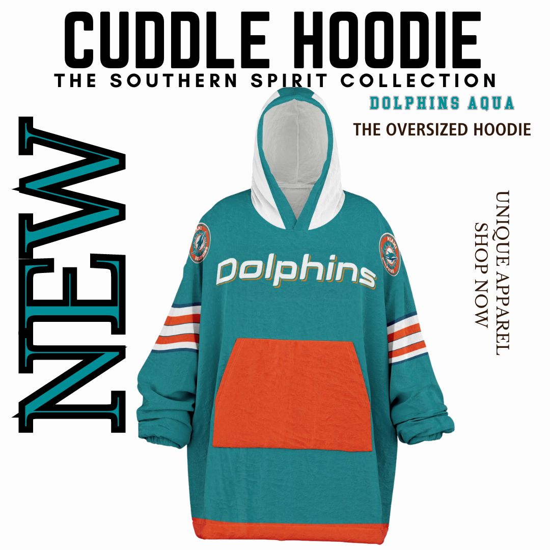 Miami Dolphins Aqua Football Cuddle Hoodie