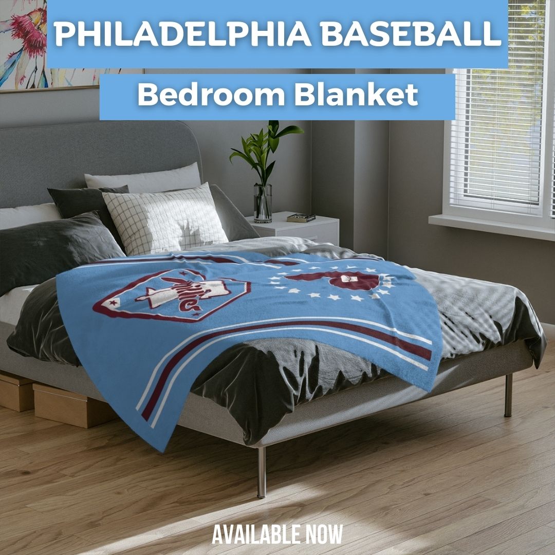 Blanket Phillies Retro Blue Throw Blanket Philly Baseball Fan Gift Baseball Throw Blanket for Children, Students Dad Mom Sports Home Décor