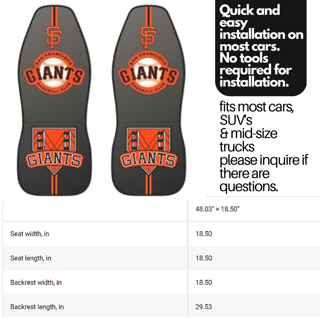 SF Giants Car Seat Covers, Giants Baseball Club car seat covers, SF Giants fan gift, car accessories gift