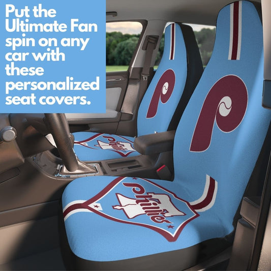 Philly Baseball Car Seat Covers Phillies Car Seat Protectors Retro Blue Vehicle Seat Covers