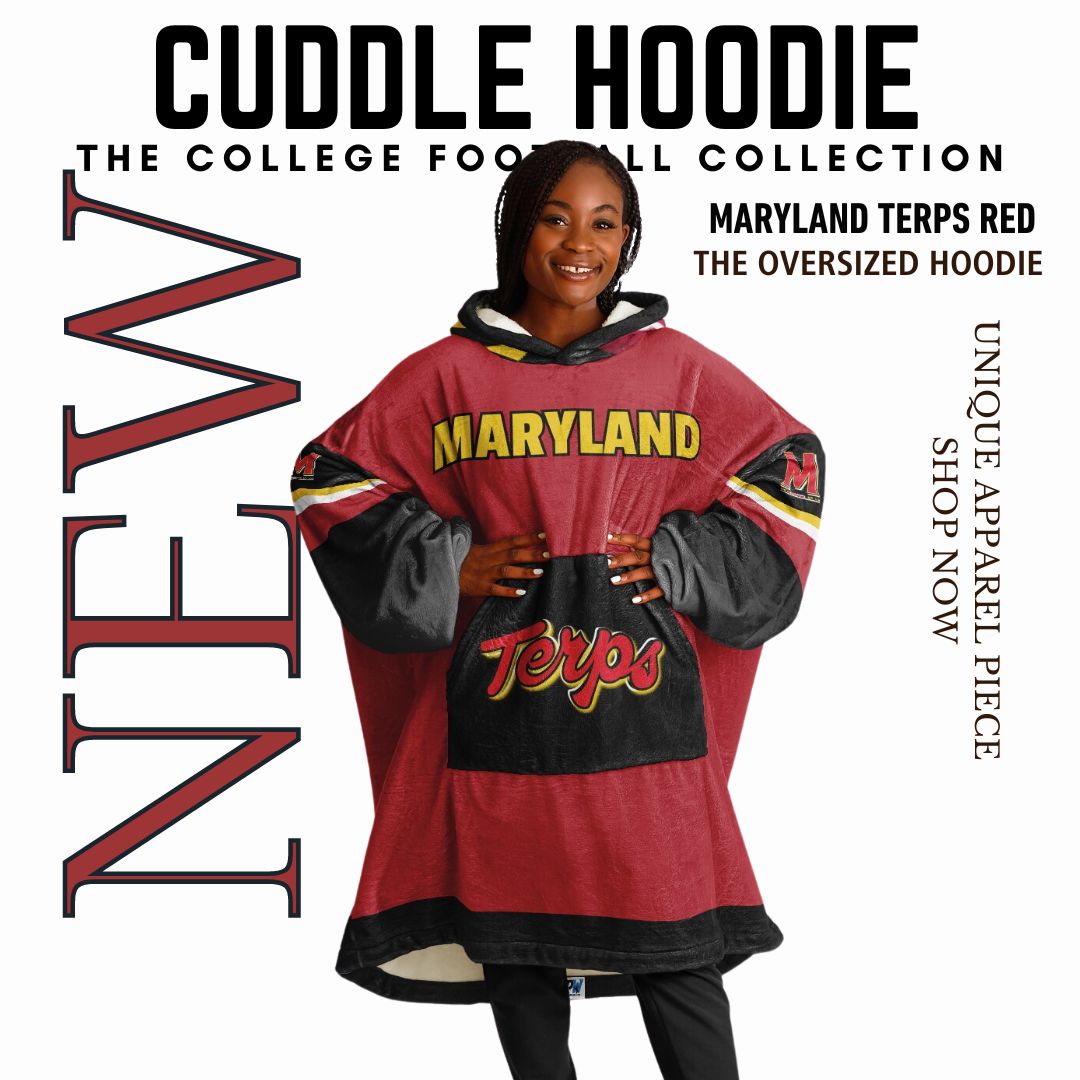 Maryland Terps Red Oversize Hooded Blanket Maryland Cuddle Hoodie Gift for Fans & Alumni