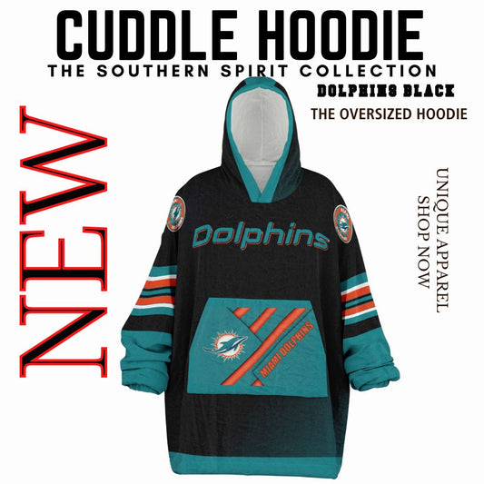 Miami Dolphins "Dramatic Blitz" Black Football Cuddle Hoodie