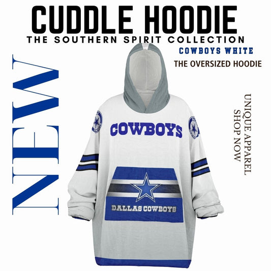 Dallas Cowboys White Football Cozy Cuddle Hoodie