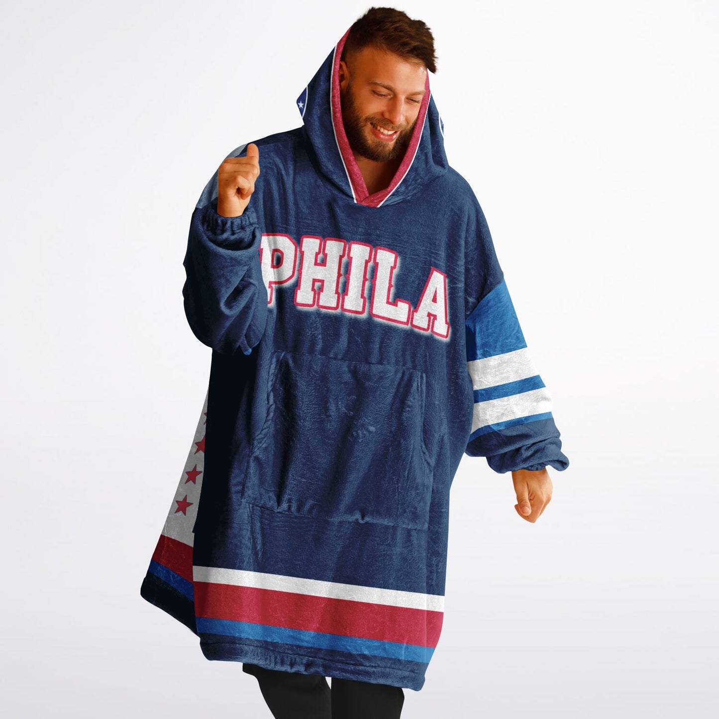 Philadelphia 76ers  Basketball Oversize Blue Hooded Blanket
