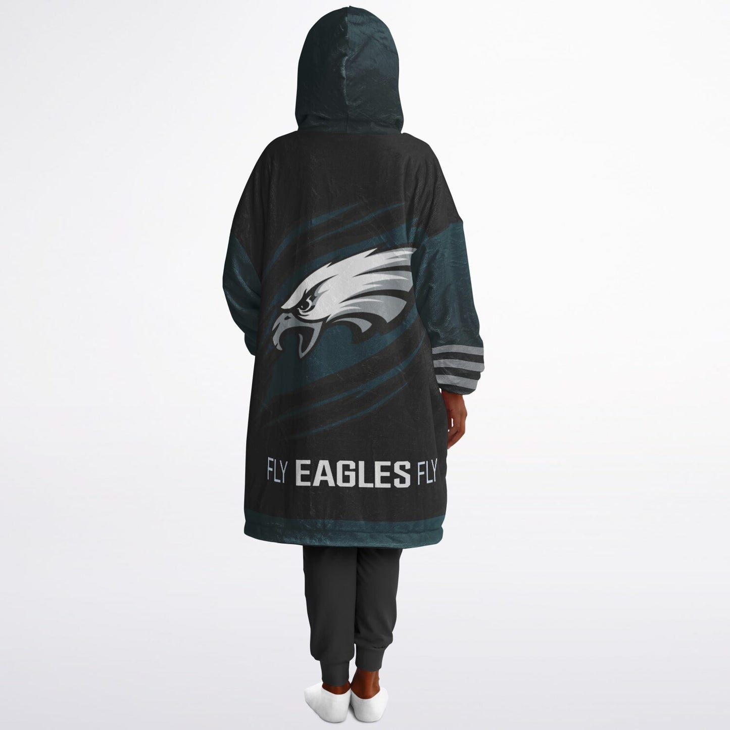 Youth  Eagles Reversible Cozy Cuddle Hoodie Eagles, 2 in 1, Green & Black Hooded Blanket for Young Fans