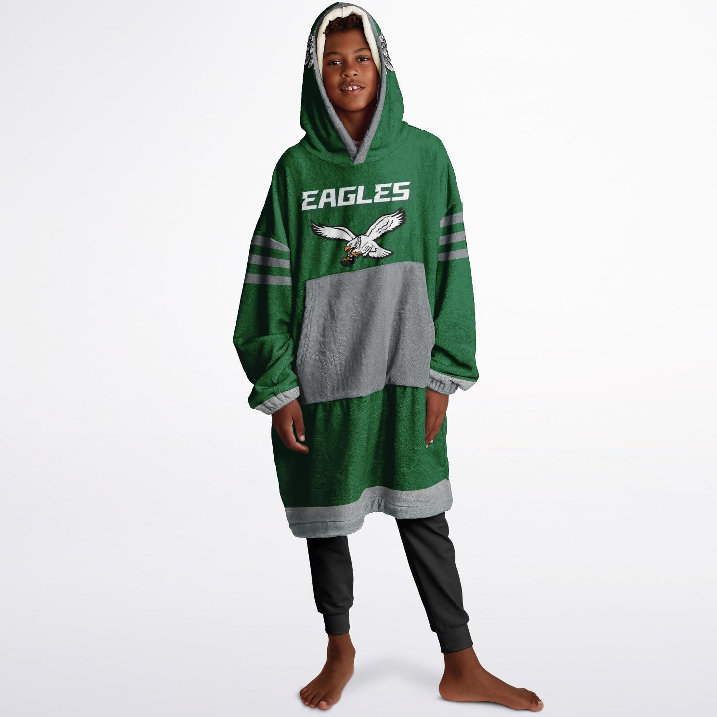 Youth Eagles Hoodie Blanket Youth Eagles Retro Kelly Green Cuddle Hoodie