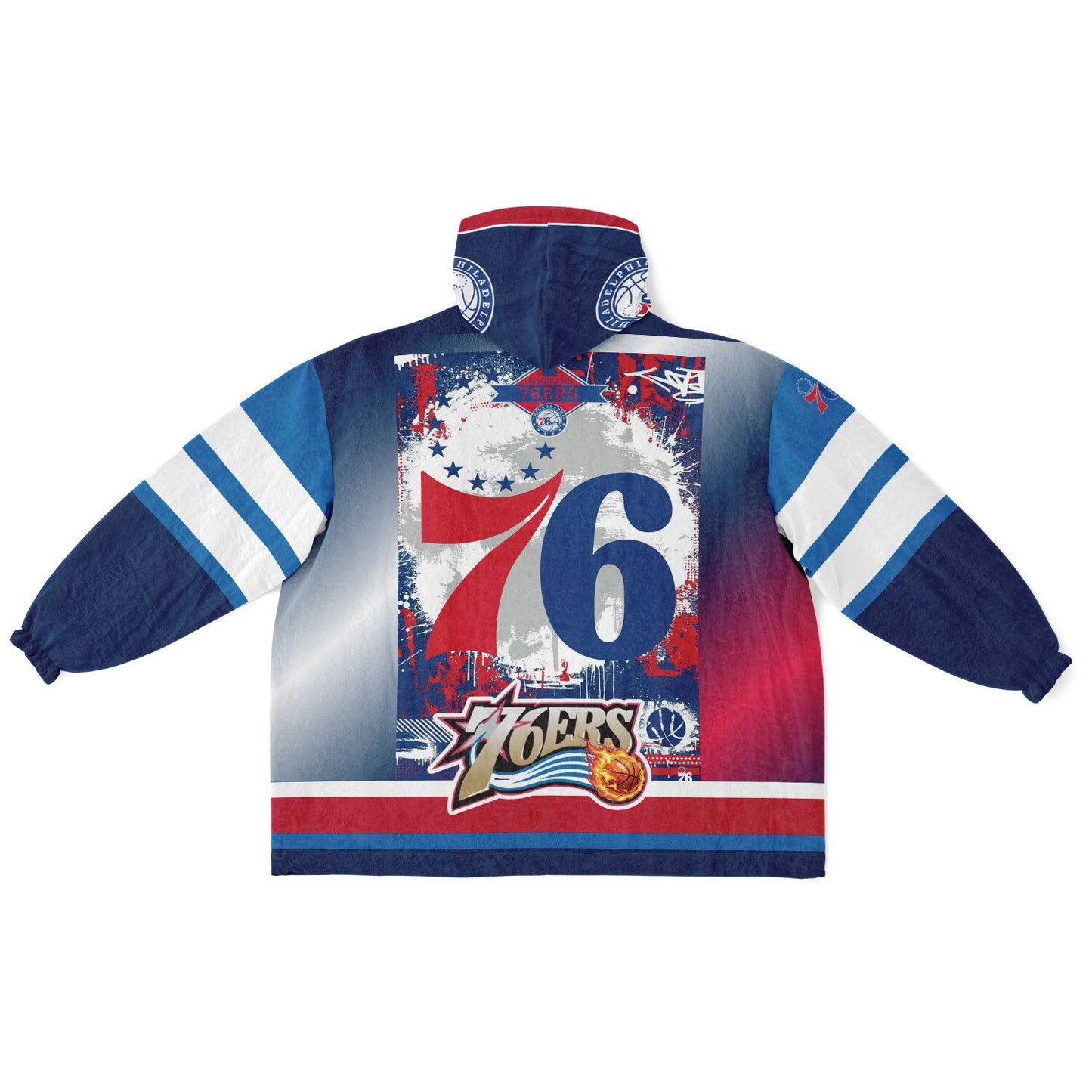 Philadelphia 76ers  Basketball Oversize Blue Hooded Blanket