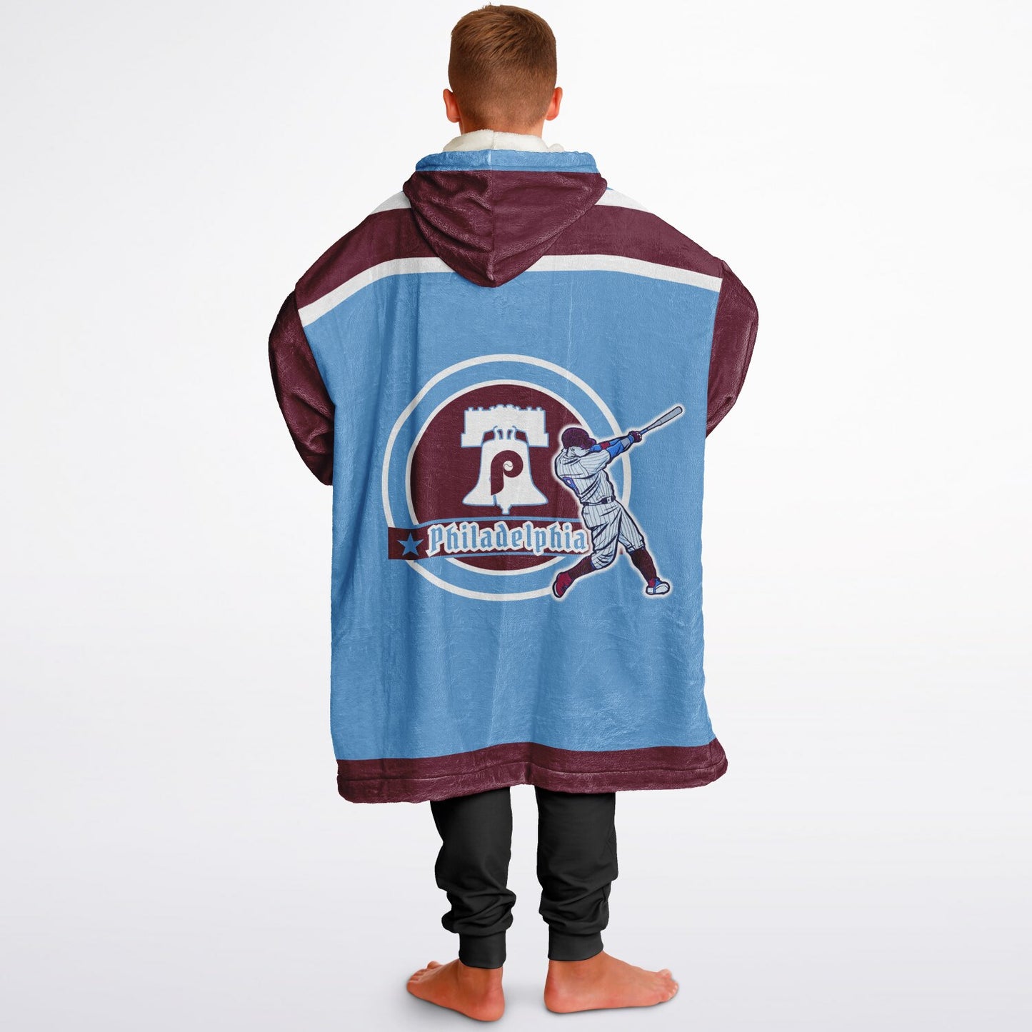 Youth Phillies Retro Light Blue Cuddle Hoodie Great Gift for Young Fans