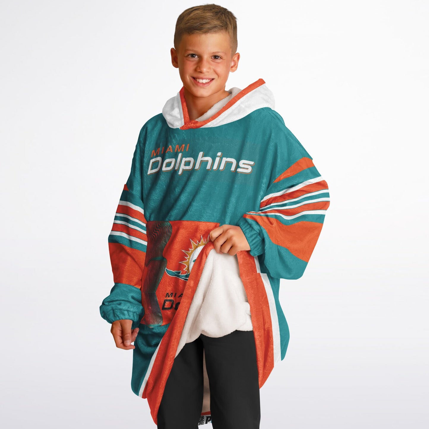 Youth Miami Dolphins Aqua Oversize Cuddle Hoodie Young Fan Gift From Fan