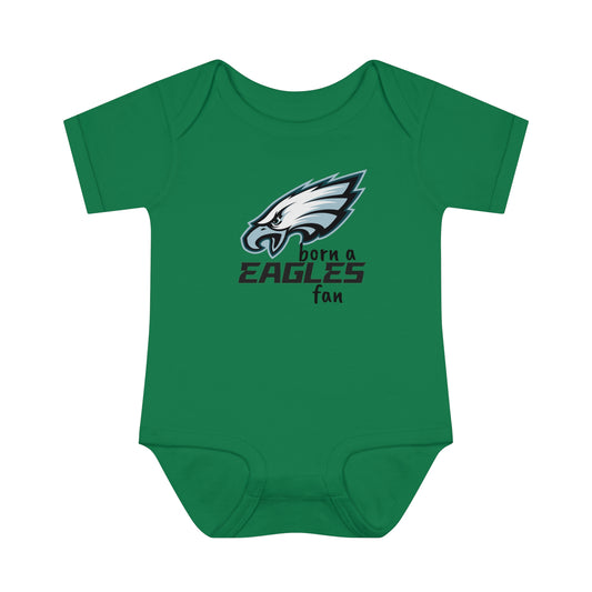 Infant Baby Rib Bodysuit Eagles Born A Fan Cutest New Fan Comfy Fit Super Soft Feel