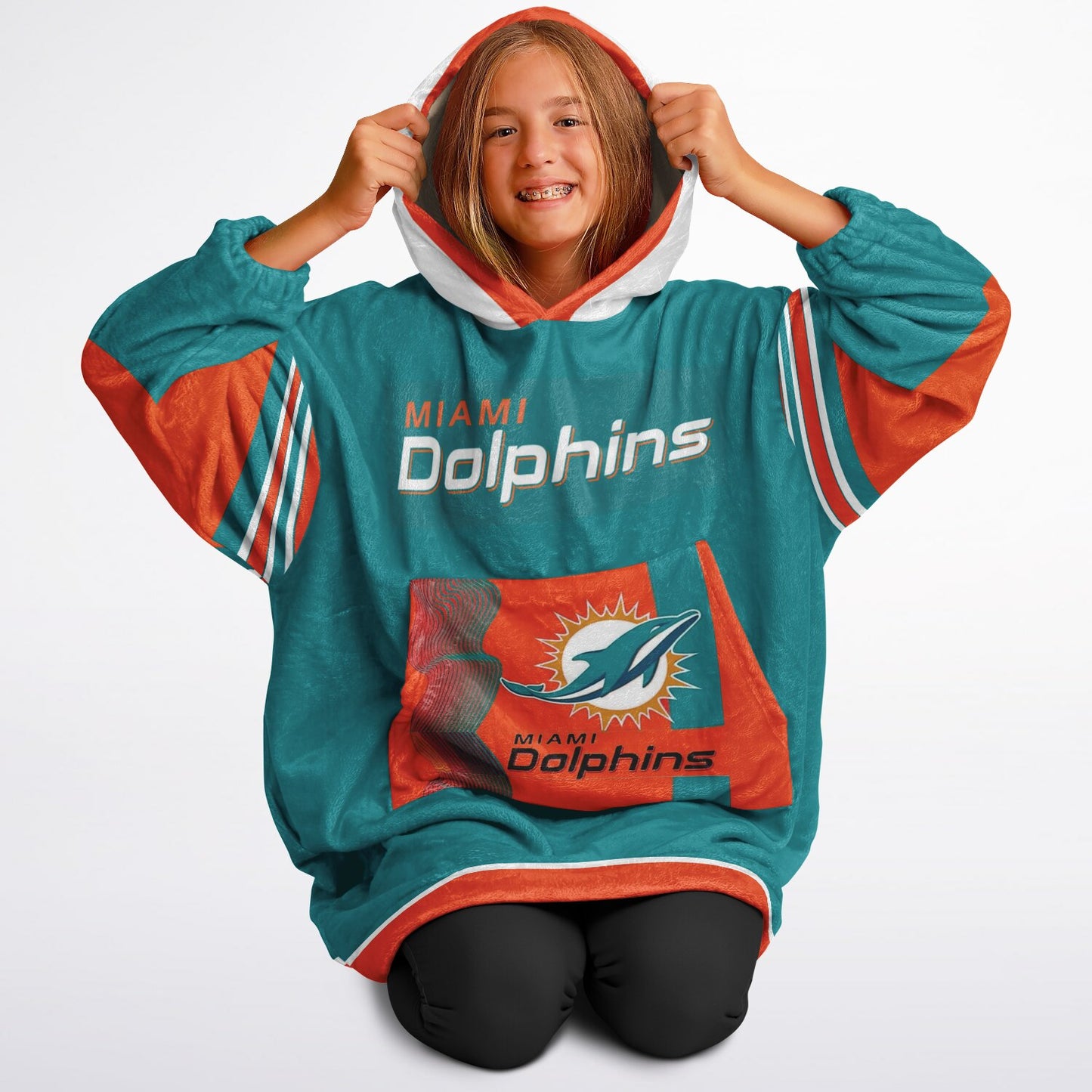 Youth Miami Dolphins Aqua Oversize Cuddle Hoodie Young Fan Gift From Fan